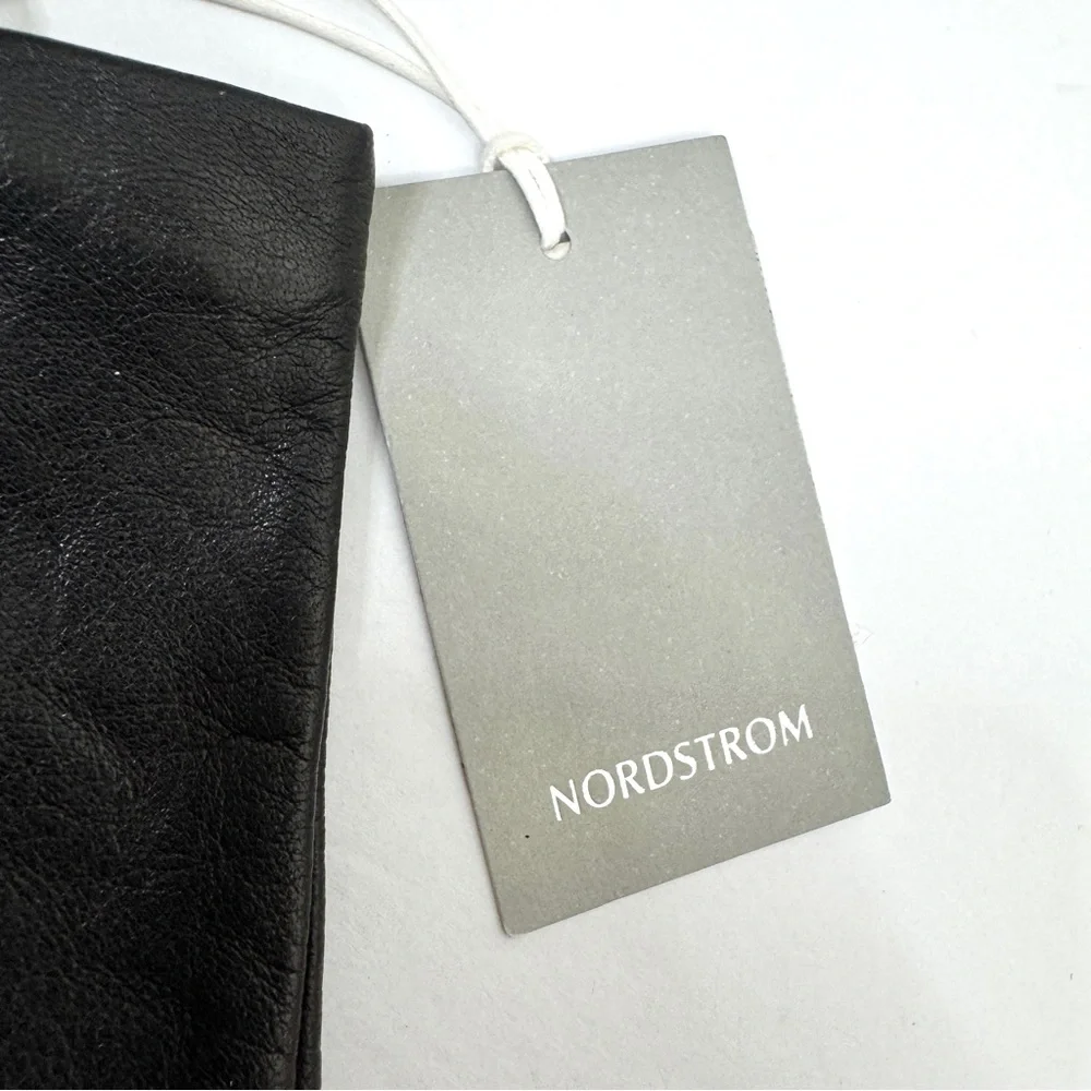 NORDSTROM Leather Gloves Silk Lined NEW Size S Black